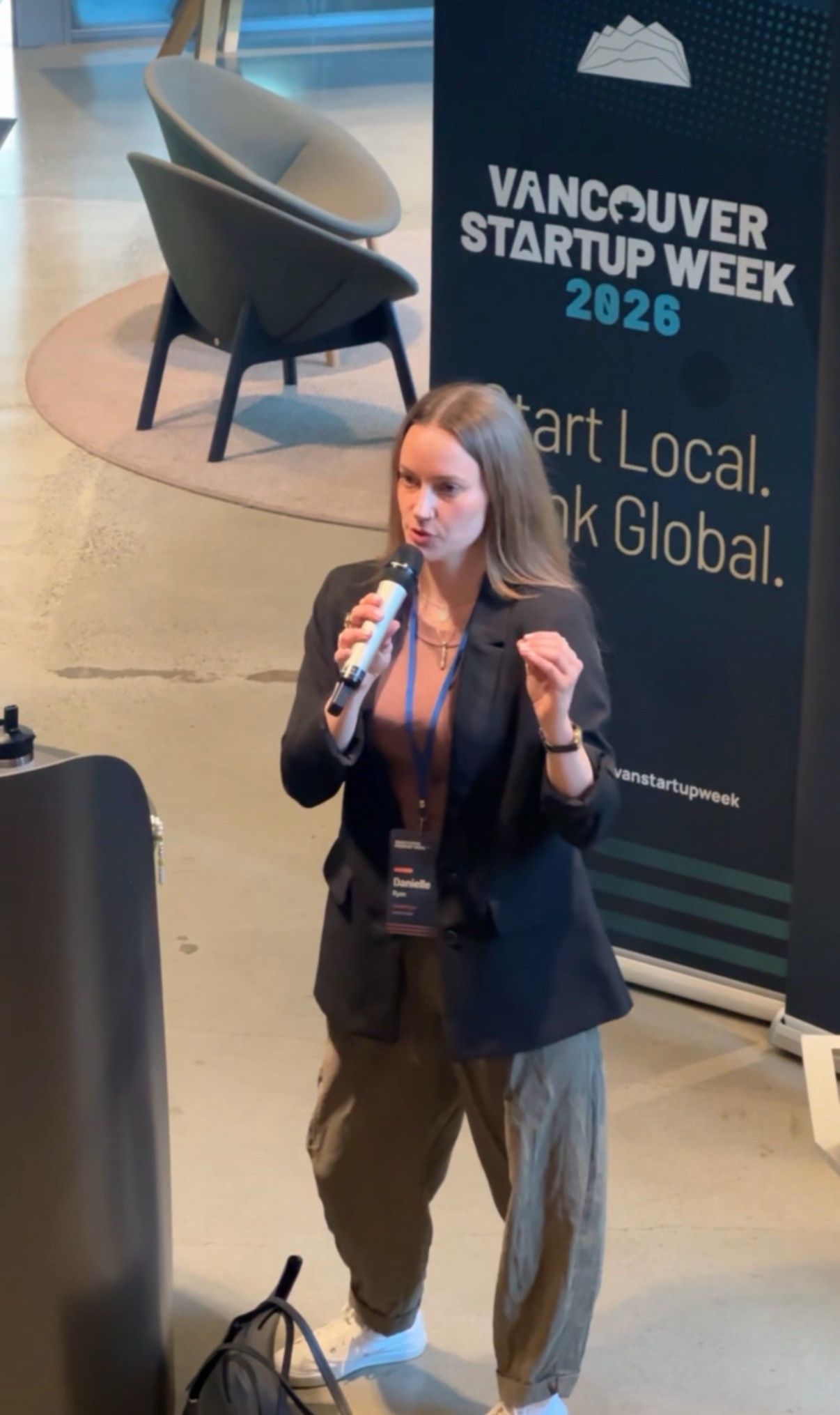 Danielle speaking at Vancouver Startup Week 2026
